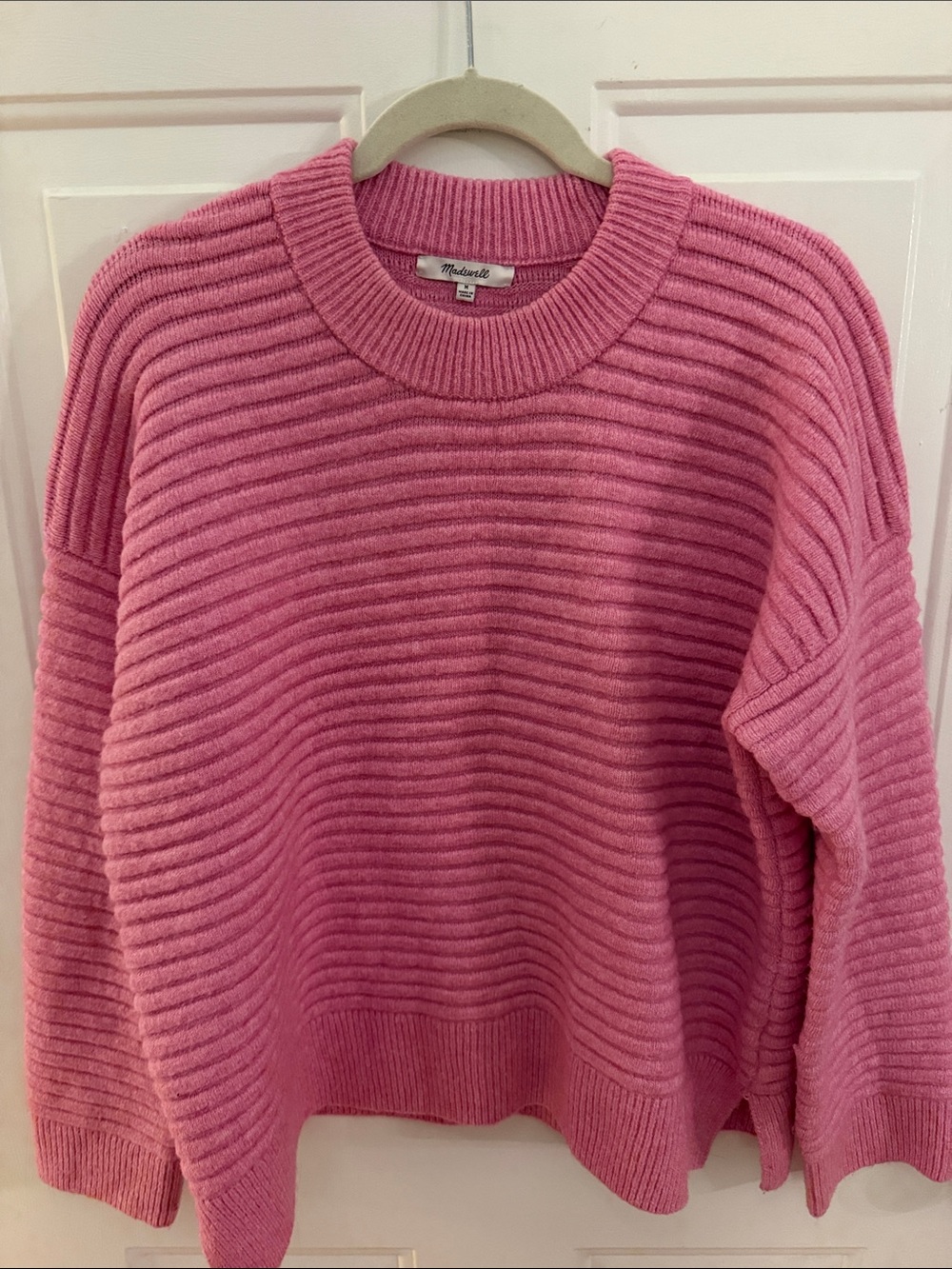 Madewell Bubblegum Pink Ribbed Crewneck Sweater